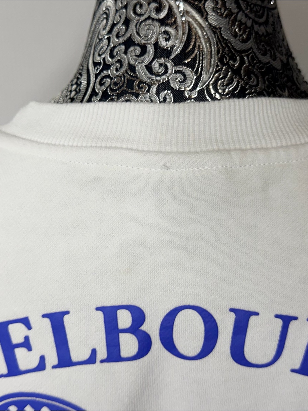 Tennis Club Graphic Crewneck Sweatshirt - White with Blue Print - Picture 6 of 15